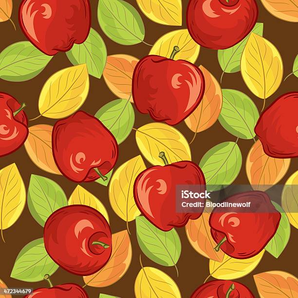 Seamless Autumn Apple Pattern Stock Illustration - Download Image Now - Apple - Fruit, Leaf, Pattern