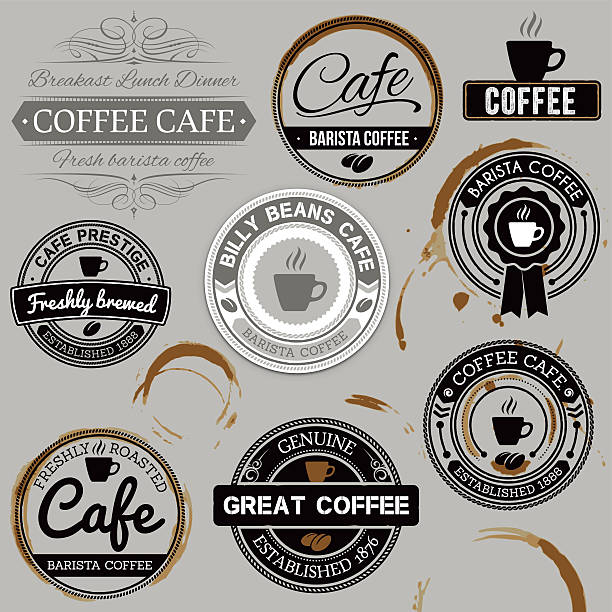 카페 라벨 - design element circle computer graphic coffee stock illustrations