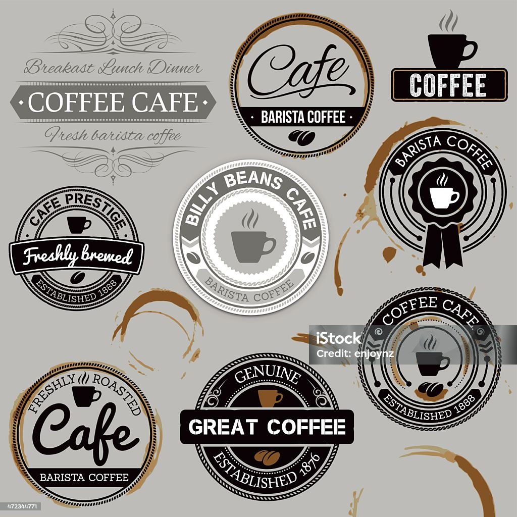 Kawiarnia etykiety - Grafika wektorowa royalty-free (Kawiarnia)