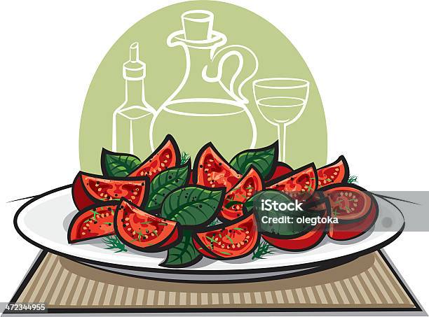 Insalata Fresca Con Pomodori - Immagini vettoriali stock e altre immagini di Aceto balsamico - Aceto balsamico, Aceto, Alimentazione sana