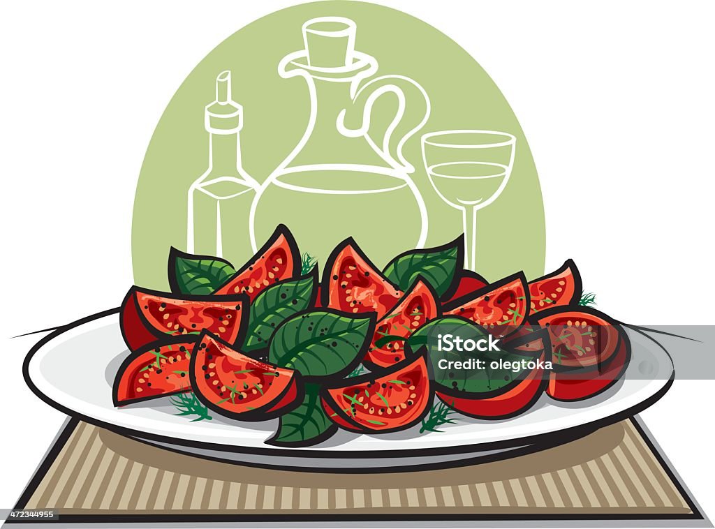 新鮮なサラダ、トマト - バルサミコ酢のロイヤリティフリーベクトルアート
