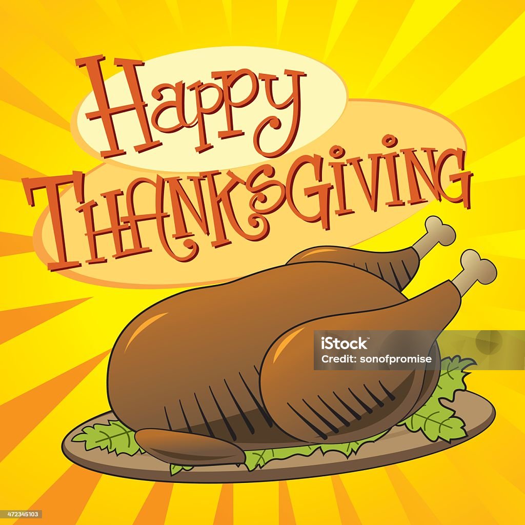 Heureux Thankgsgiving - clipart vectoriel de Aile de dinde libre de droits