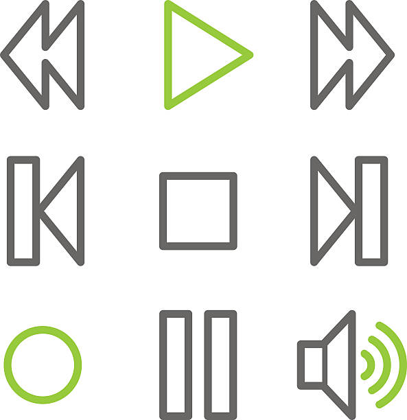 Walkman web ícones, verde e cinzento contour série - ilustração de arte vetorial
