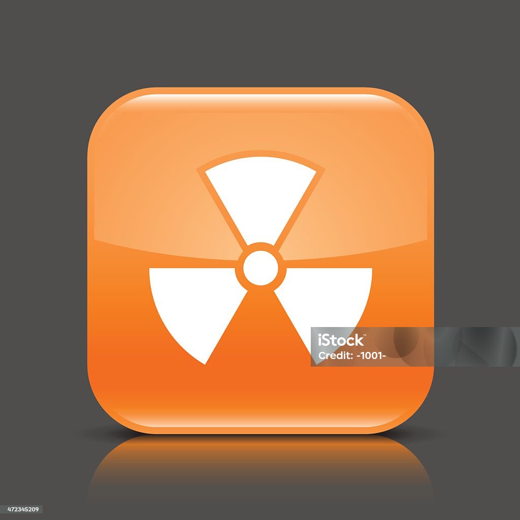 Naranja Icono de signo de radiación Botón cuadrado web brillante - arte vectorial de Alerta libre de derechos