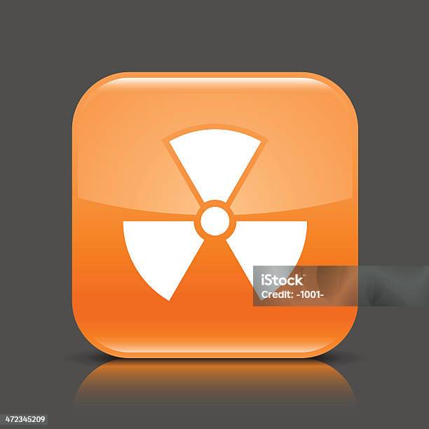 Ilustración de Naranja Icono De Signo De Radiación Botón Cuadrado Web Brillante y más Vectores Libres de Derechos de Alerta
