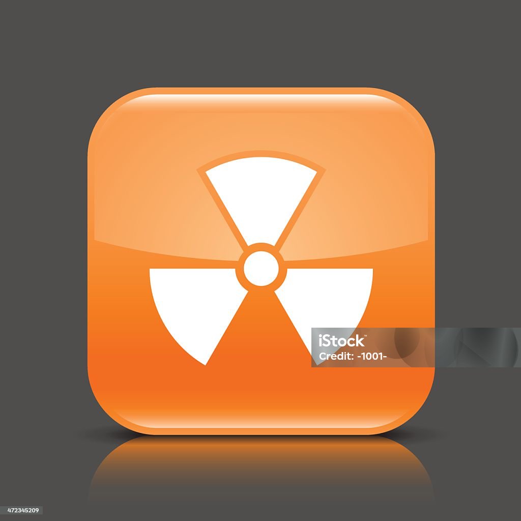 Ícone de sinal de radiação laranja brilhante square web botão - Vetor de Arma Nuclear royalty-free