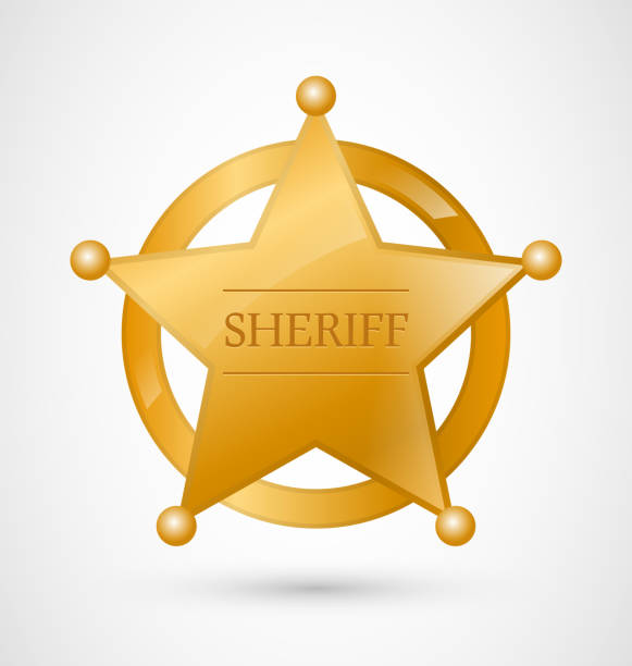 gold szeryf identyfikatora - police badge badge police white background stock illustrations