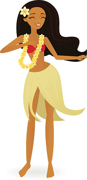 Hula Girl A vector illustration of a hula dancer. Linear and radial gradients used. No meshes. grass skirt stock illustrations