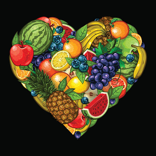 serce z owoców - red delicious apple illustrations stock illustrations
