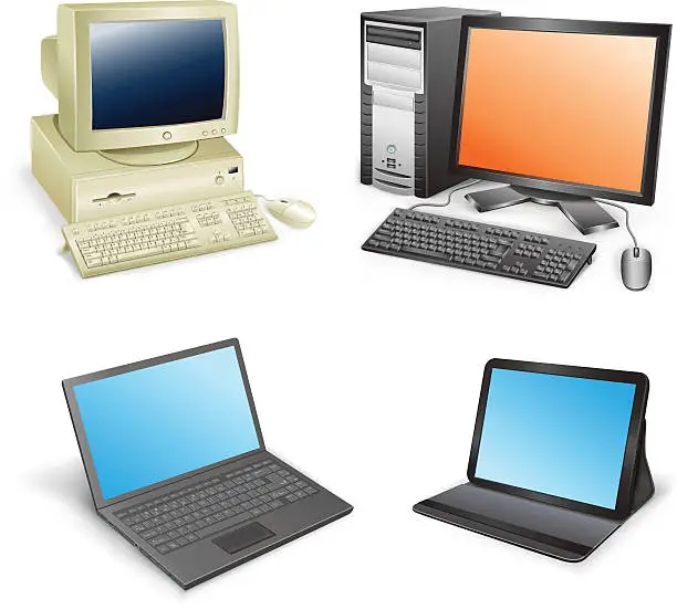 Vector illustration of computer evolution