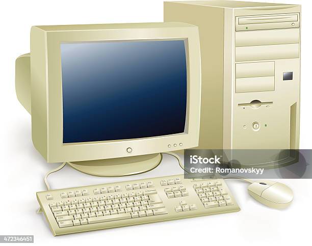 Ilustración de Retro Ordenador y más Vectores Libres de Derechos de PC de escritorio - PC de escritorio, El pasado, Viejo