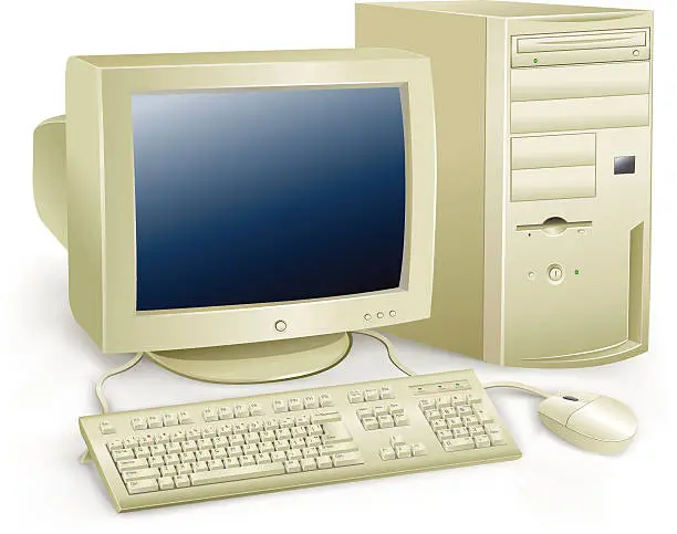 Vector illustration of retro computer