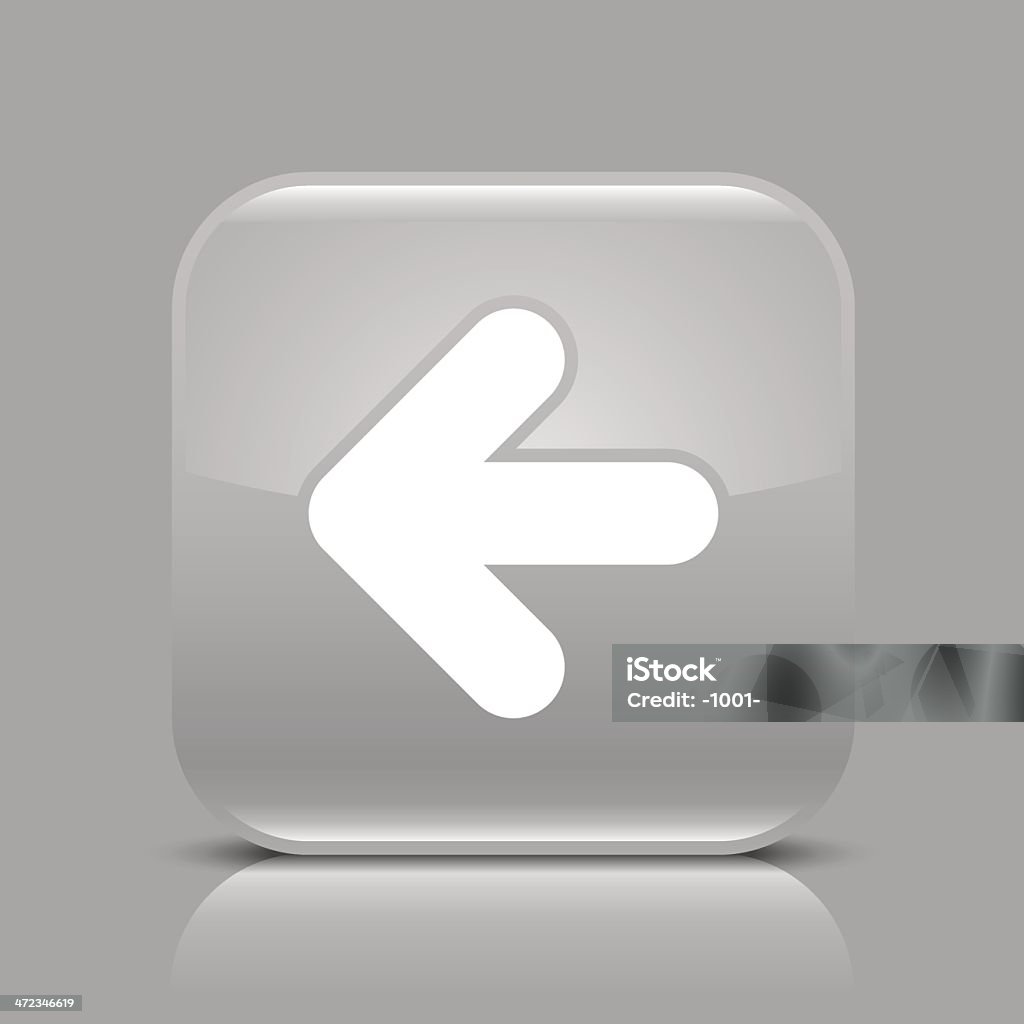 Graue Symbol Pfeil links-glänzenden square-internet-button - Lizenzfrei Abzeichen Vektorgrafik