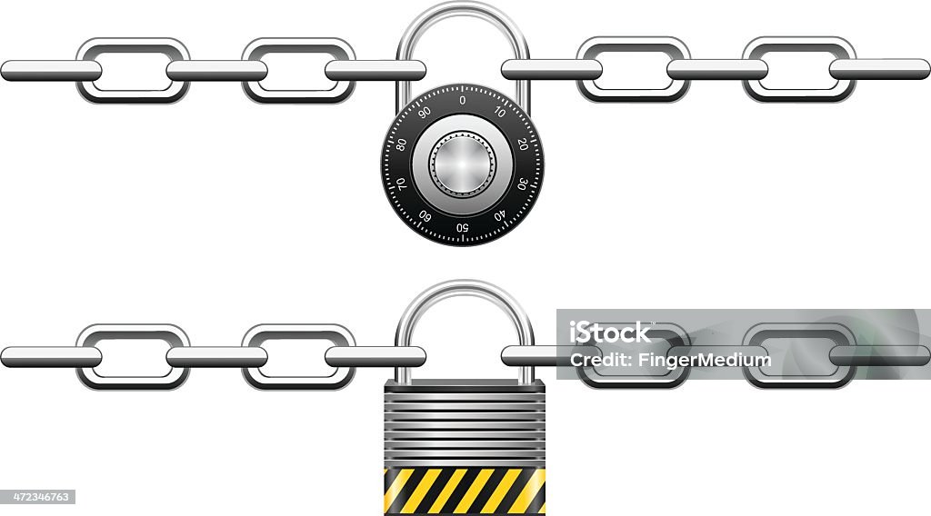 Замок и металлической цепочкой - Векторная графика Цепь роялти-фри