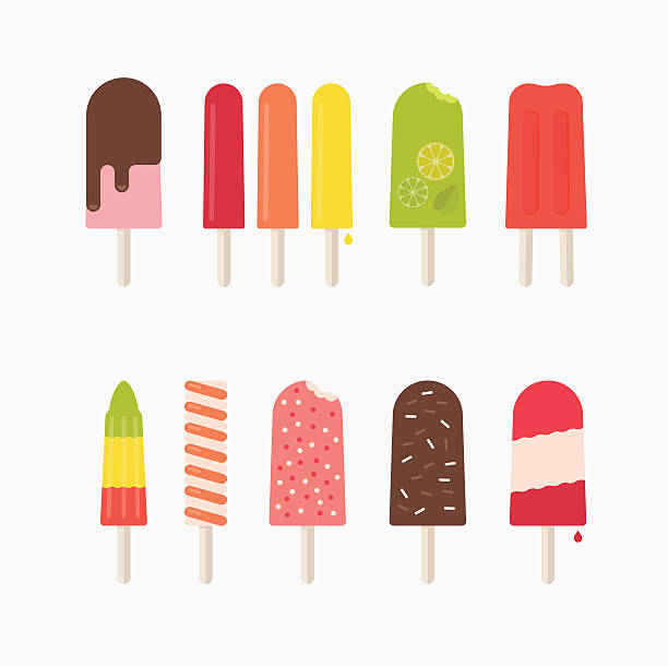 popsicle icons - meyveli buz illüstrasyonlar stock illustrations