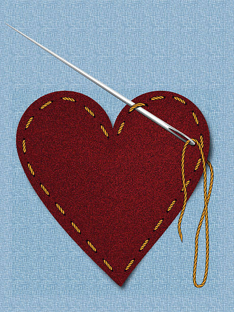 ilustrações de stock, clip art, desenhos animados e ícones de vermelho coração de ganga - needle thread sewing red