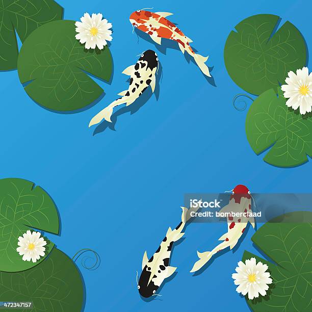 Koi Peixes E Lotus - Arte vetorial de stock e mais imagens de Animal - Animal, Azul, Beleza natural