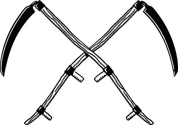 Vector illustration of Crossed scythes