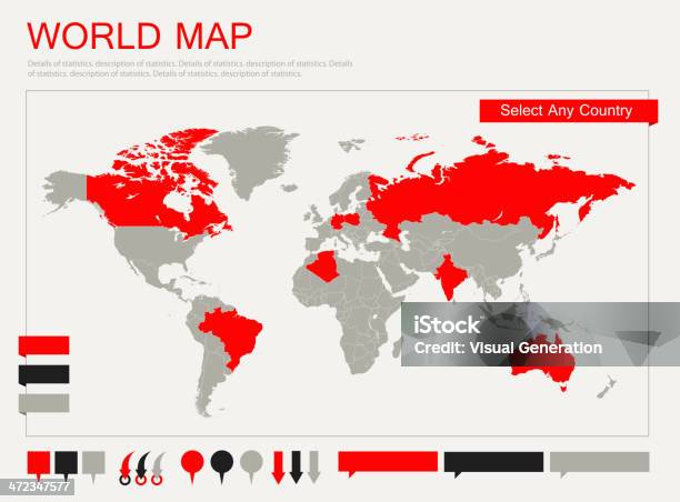 A World Map Of Infographic Elements Stock Illustration - Download Image Now - Analyzing, Banner - Sign, Business