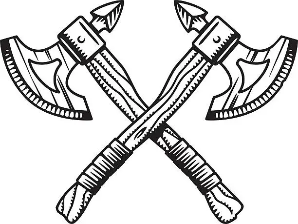 Vector illustration of Crossed war axes