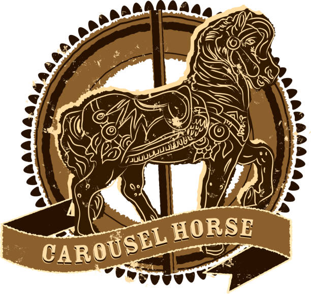 Old fashioned carousel horse design Vector illustration of an old fashioned carousel horse design on white background. Download includes Illustrator 8 eps, high resolution jpg and png file. carousel horse isolated stock illustrations