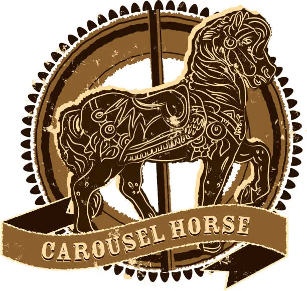 Vector illustration of Old fashioned carousel horse design