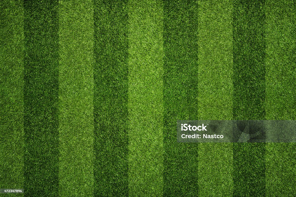 Striped soccer field Empty striped soccer field texture, background with copy space Soccer Stock Photo