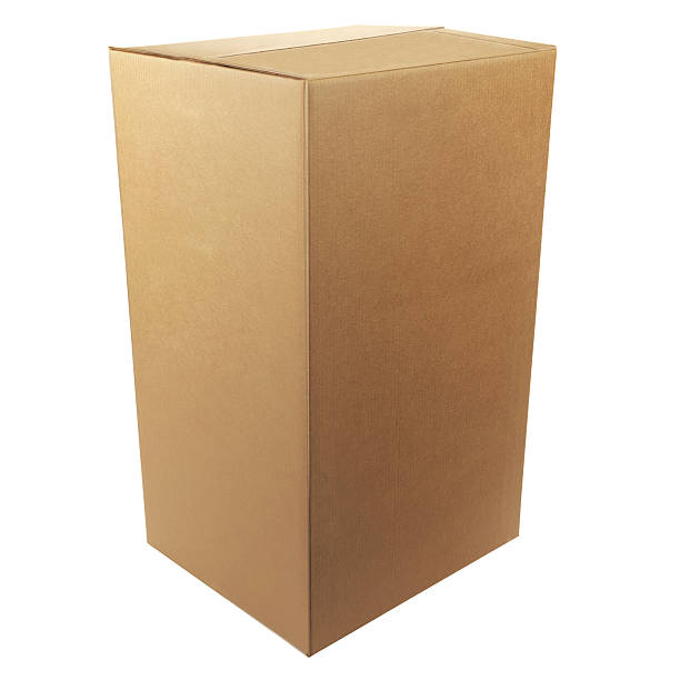 istock Closed cardboard box taped up and isolated on a white 472348610