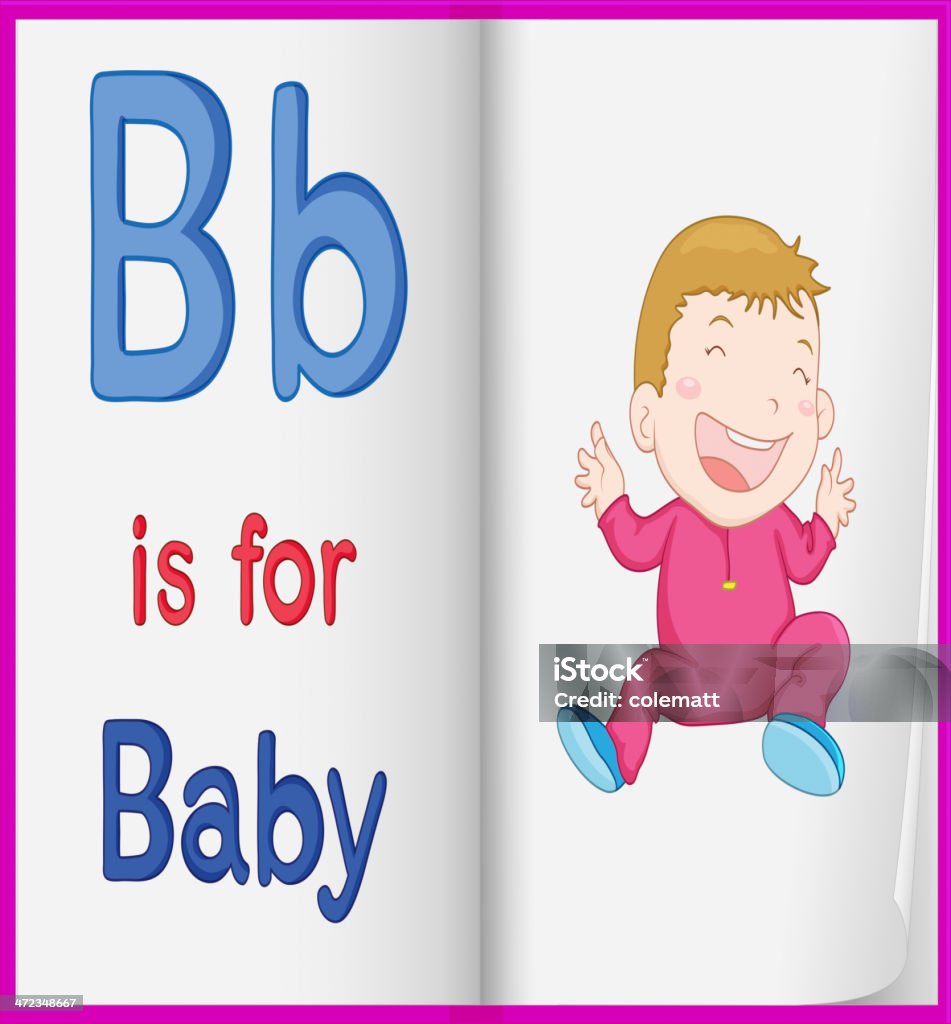 Bambino su un libro - arte vettoriale royalty-free di Insegnare