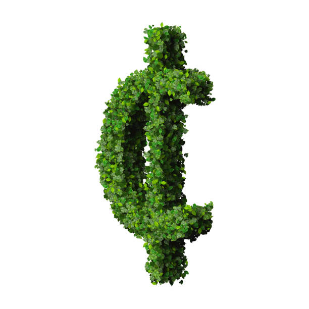 istock Cent (currency) symbol or sign made from green leaves 472348954