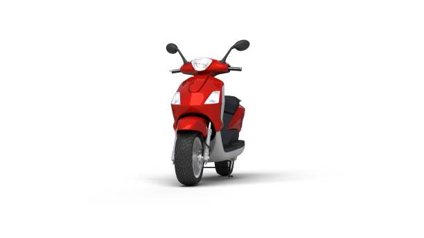 istock Cartoon red motorcycle on a white background 472348998