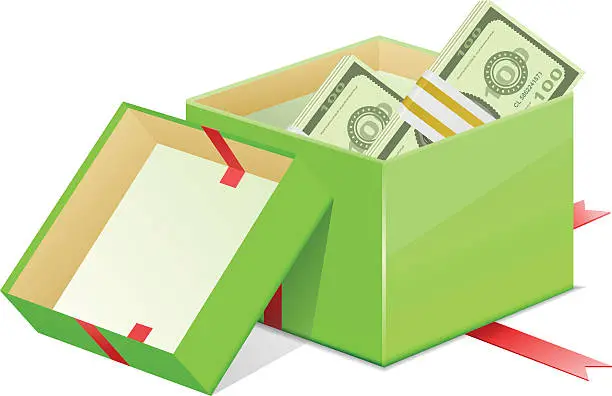 Vector illustration of Giftbox and Currency