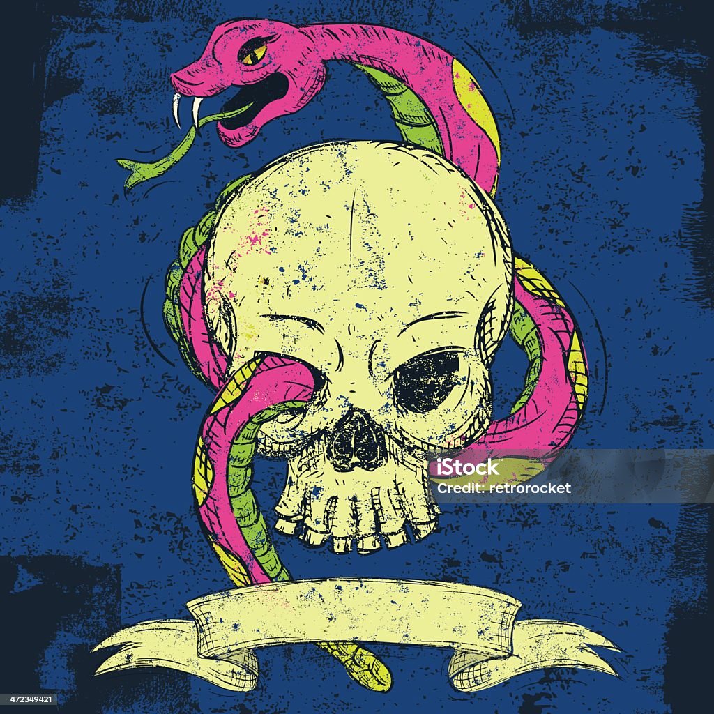 Snake and skull A snake and skull over an abstract background. The snake and skull are on a separate labeled layer from the background. Snake stock vector