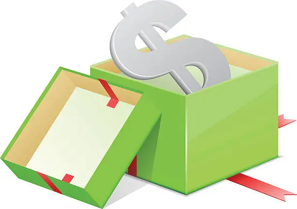 Vector illustration of Gift box with dollar