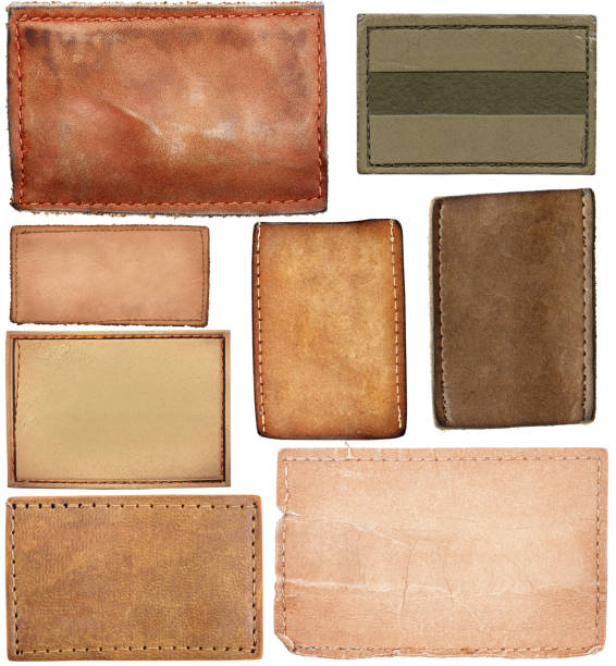 istock Big size set of blank leather jeans labels 472349510