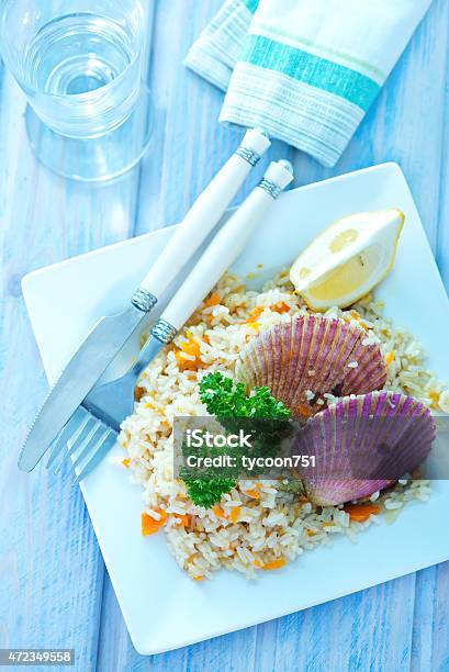 Rice With Scallop Stock Photo - Download Image Now - 2015, Basmati Rice, Beige