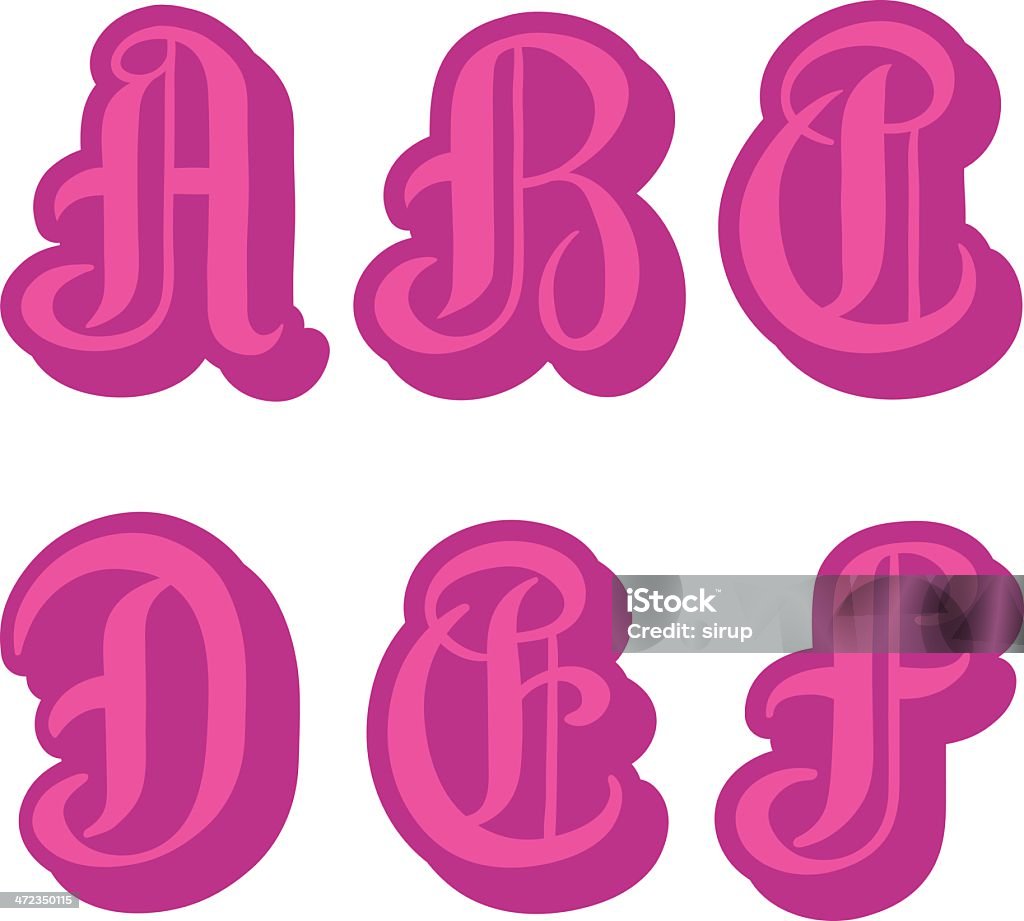 Alfabeto de letras A, B, C, D, capitais cor-de-rosa - Vetor de Colorido royalty-free