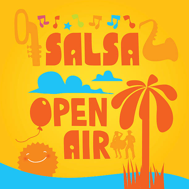 illustrazioni stock, clip art, cartoni animati e icone di tendenza di salsa all'aria aperta set di progettazione - jazz latino