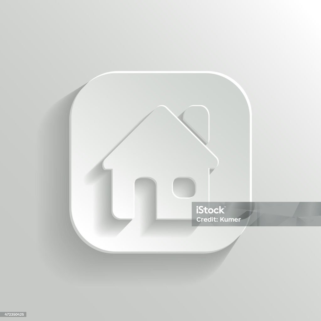 Icône de maison bouton-Vecteur blanc application - clipart vectoriel de Habitation libre de droits