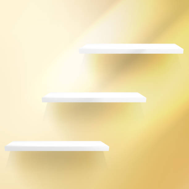 istock Detailed illustration of shelves on gold. 472350479