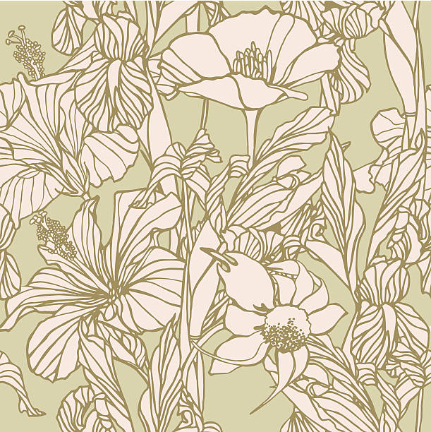 Seamless pattern with flowers vector art illustration