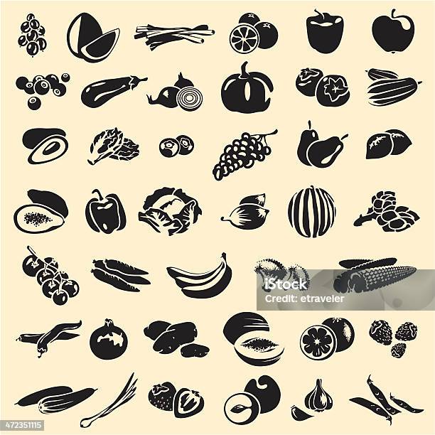 Ilustración de Frutas Y Verduras y más Vectores Libres de Derechos de Ajo - Ajo, Alcachofa, Alimento