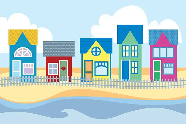 Vector illustration of Five Beach Houses