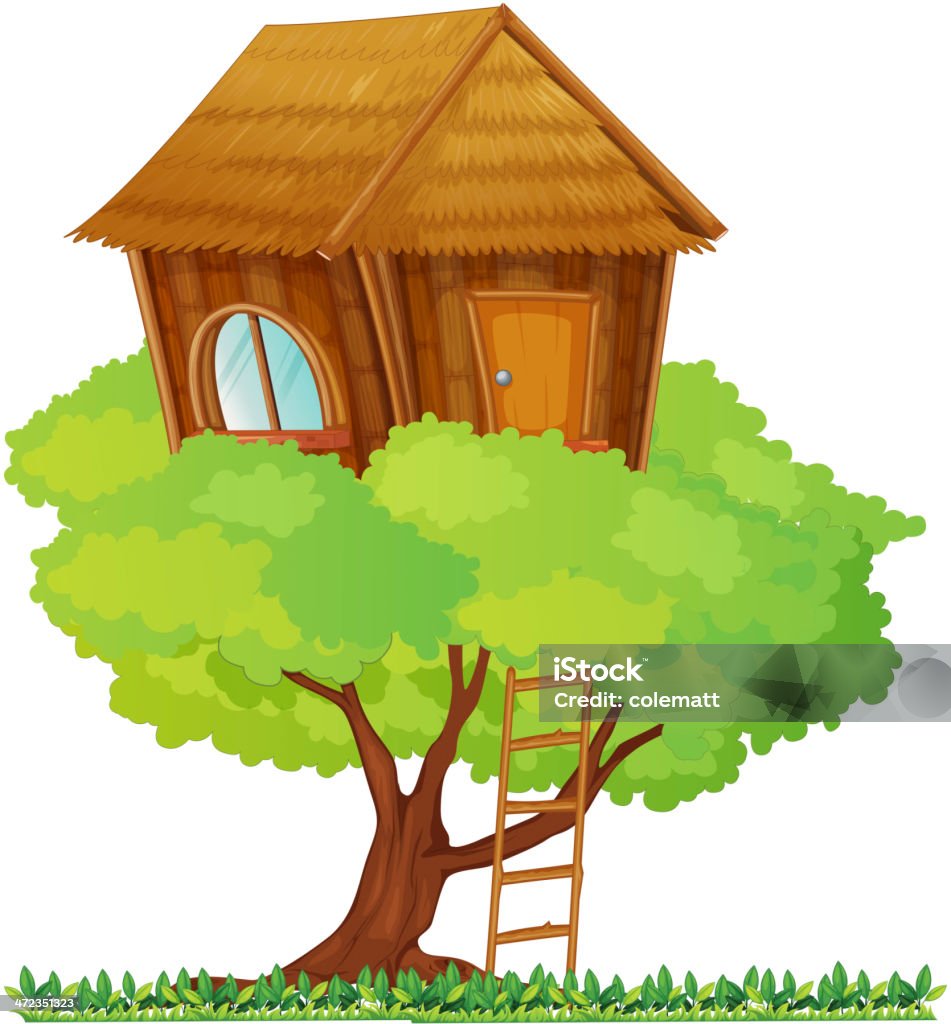 Casa na árvore - Vetor de Casa de Árvore royalty-free