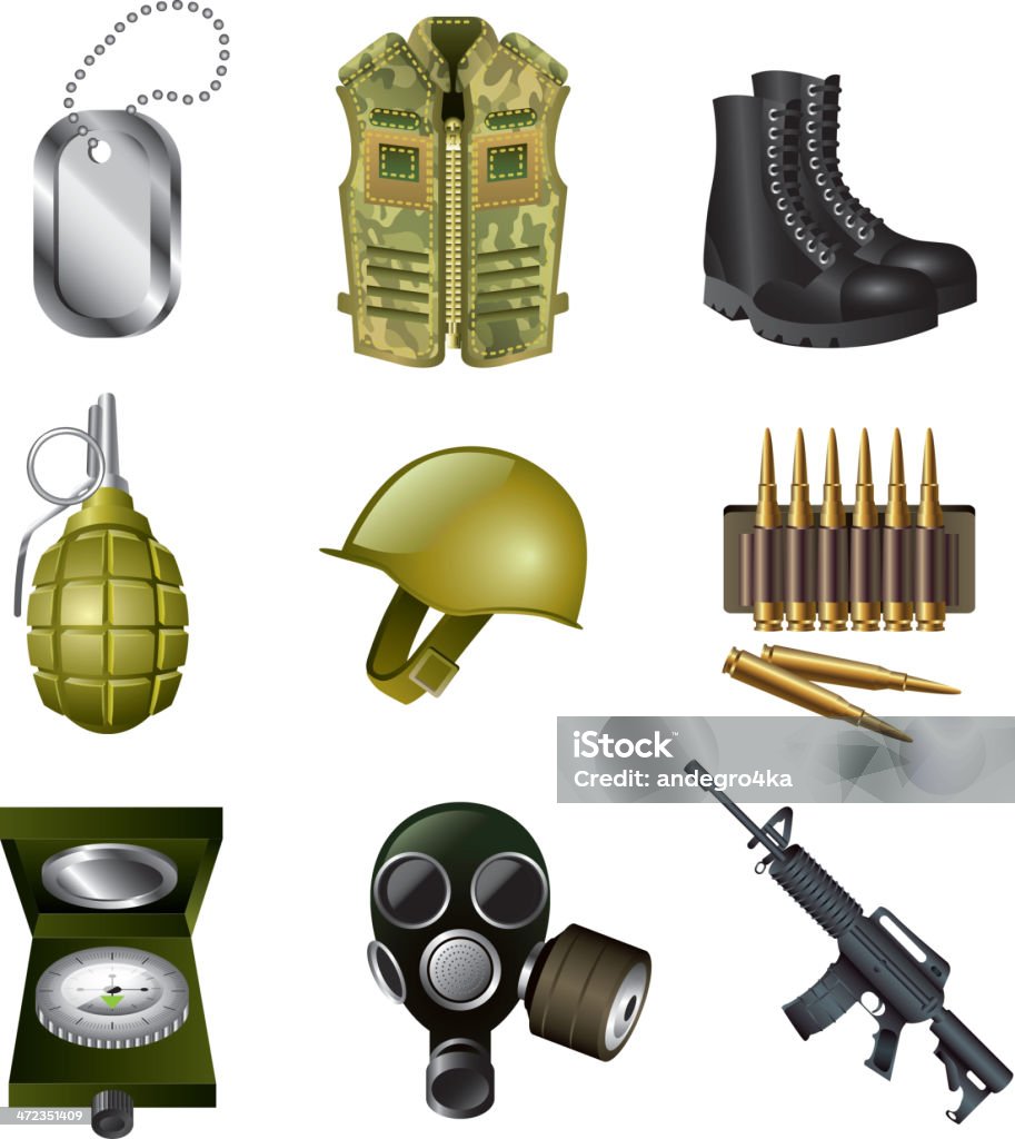 Armée et icônes militaire - clipart vectoriel de Adulte libre de droits