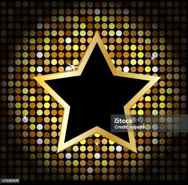 Звезда С Золотой Блестящий Диско Фон — стоковая векторная графика и другие изображения на тему Абстрактный - Абстрактный, Блестящий, Блёстки