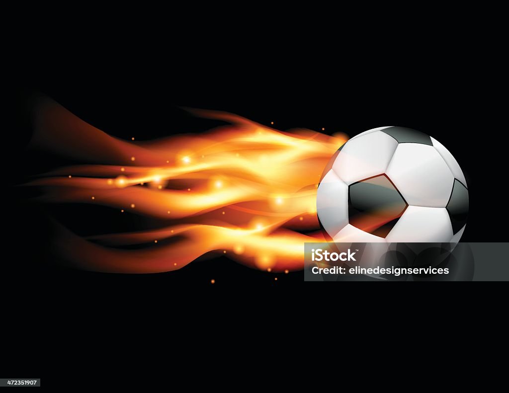Flaming pelota de fútbol - arte vectorial de Blanco - Color libre de derechos