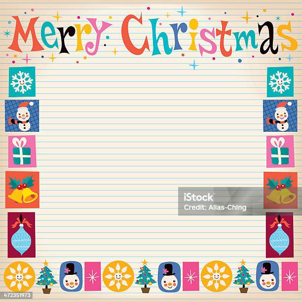 Retro Cartão De Saudações Merry Natal Com Espaço Para Texto - Arte vetorial de stock e mais imagens de Natal