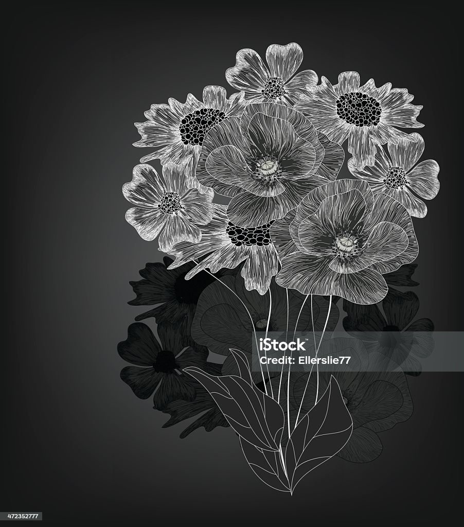ブラックとホワイトの花の構成 - お祝いのロイヤリティフリーベクトルアート