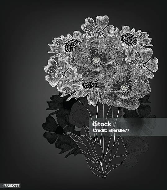 ブラックとホワイトの花の構成 - お祝いのベクターアート素材や画像を多数ご用意 - お祝い, アネモネ, イラストレーション